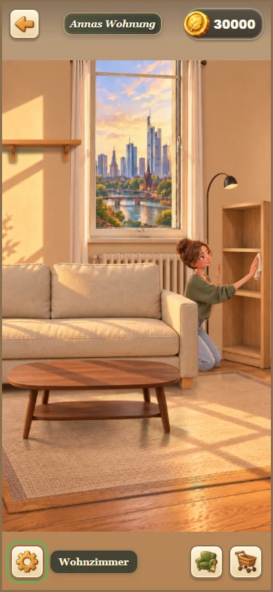 Annas Wohnung mit gekauften Möbeln im Spiel Anna Trennt